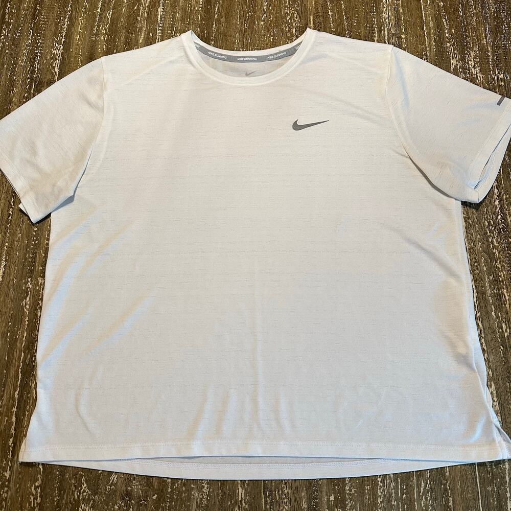 Nike Running Dri-Fit Miler S/S T-Shirt Tee Top Lightweight White Men’s Size L